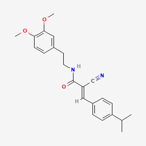 molecular formula C23H26N2O3 B2916617 (E)-2-cyano-N-[2-(3,4-dimethoxyphenyl)ethyl]-3-(4-propan-2-ylphenyl)prop-2-enamide CAS No. 464905-22-4