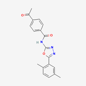 molecular formula C19H17N3O3 B2916619 4-acetyl-N-[5-(2,5-dimethylphenyl)-1,3,4-oxadiazol-2-yl]benzamide CAS No. 891118-53-9