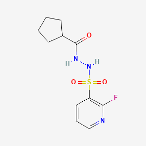 molecular formula C11H14FN3O3S B2916621 N'-(2-Fluoropyridin-3-yl)sulfonylcyclopentanecarbohydrazide CAS No. 2128710-64-3