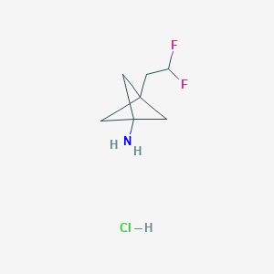 molecular formula C7H12ClF2N B2916629 3-(2,2-Difluoroethyl)bicyclo[1.1.1]pentan-1-amine;hydrochloride CAS No. 2551120-64-8