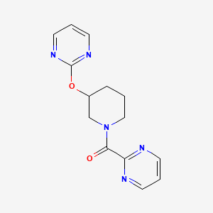molecular formula C14H15N5O2 B2916635 Pyrimidin-2-yl(3-(pyrimidin-2-yloxy)piperidin-1-yl)methanone CAS No. 2034272-84-7