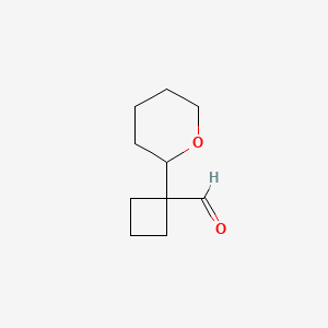 molecular formula C10H16O2 B2916636 1-(氧杂环-2-基)环丁烷-1-甲醛 CAS No. 2059927-64-7