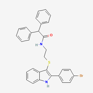 molecular formula C30H25BrN2OS B2916646 N-(2-((2-(4-bromophenyl)-1H-indol-3-yl)thio)ethyl)-2,2-diphenylacetamide CAS No. 1023030-78-5