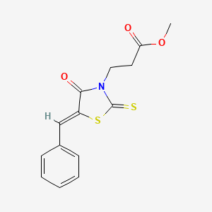 molecular formula C14H13NO3S2 B2916673 (Z)-methyl 3-(5-benzylidene-4-oxo-2-thioxothiazolidin-3-yl)propanoate CAS No. 19375-22-5