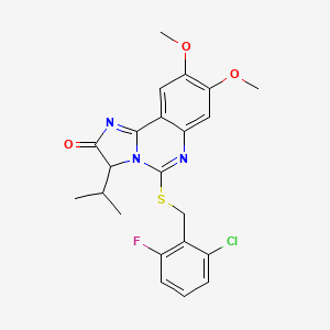 molecular formula C22H21ClFN3O3S B2916674 5-[(2-chloro-6-fluorobenzyl)sulfanyl]-3-isopropyl-8,9-dimethoxyimidazo[1,2-c]quinazolin-2(3H)-one CAS No. 1024594-03-3