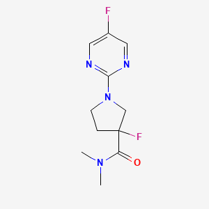molecular formula C11H14F2N4O B2916680 3-氟-1-(5-氟嘧啶-2-基)-N,N-二甲基吡咯烷-3-甲酰胺 CAS No. 2199474-22-9