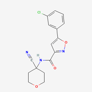 molecular formula C16H14ClN3O3 B2916688 5-(3-Chlorophenyl)-N-(4-cyanooxan-4-yl)-1,2-oxazole-3-carboxamide CAS No. 2192752-25-1