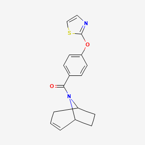molecular formula C17H16N2O2S B2916694 (1R,5S)-8-azabicyclo[3.2.1]oct-2-en-8-yl(4-(thiazol-2-yloxy)phenyl)methanone CAS No. 1705495-87-9