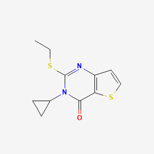 molecular formula C11H12N2OS2 B2916697 3-cyclopropyl-2-(ethylsulfanyl)thieno[3,2-d]pyrimidin-4(3H)-one CAS No. 1326867-75-7