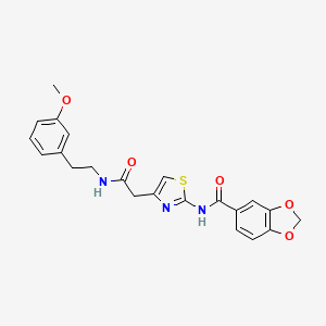 molecular formula C22H21N3O5S B2916701 N-(4-(2-((3-methoxyphenethyl)amino)-2-oxoethyl)thiazol-2-yl)benzo[d][1,3]dioxole-5-carboxamide CAS No. 941985-20-2