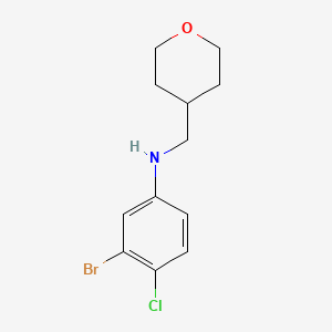 molecular formula C12H15BrClNO B2916709 3-Bromo-4-chloro-N-[(oxan-4-yl)methyl]aniline CAS No. 1521891-04-2