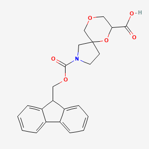 molecular formula C23H23NO6 B2916723 2-(9H-Fluoren-9-ylmethoxycarbonyl)-6,9-dioxa-2-azaspiro[4.5]decane-7-carboxylic acid CAS No. 2470436-94-1