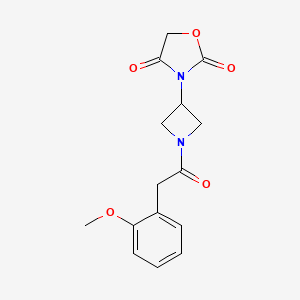 molecular formula C15H16N2O5 B2916733 3-(1-(2-(2-甲氧基苯基)乙酰)氮杂环丁-3-基)恶唑烷-2,4-二酮 CAS No. 1904069-89-1