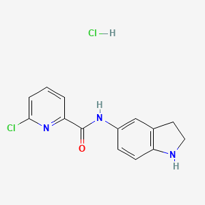 molecular formula C14H13Cl2N3O B2916738 6-Chloro-N-(2,3-dihydro-1H-indol-5-yl)pyridine-2-carboxamide;hydrochloride CAS No. 1606940-65-1