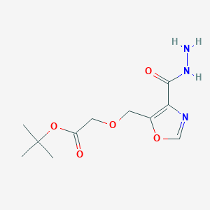 molecular formula C11H17N3O5 B2916739 Tert-butyl 2-{[4-(hydrazinecarbonyl)-1,3-oxazol-5-yl]methoxy}acetate CAS No. 1909348-54-4