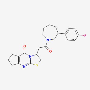 molecular formula C23H26FN3O2S B2916755 3-(2-(3-(4-fluorophenyl)azepan-1-yl)-2-oxoethyl)-2,3,7,8-tetrahydrocyclopenta[d]thiazolo[3,2-a]pyrimidin-5(6H)-one CAS No. 1797077-17-8