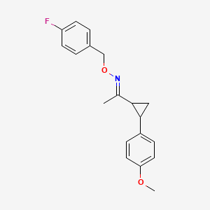 molecular formula C19H20FNO2 B2916762 1-[2-(4-methoxyphenyl)cyclopropyl]-1-ethanone O-(4-fluorobenzyl)oxime CAS No. 478262-65-6