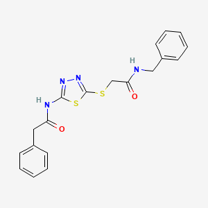 molecular formula C19H18N4O2S2 B2916769 N-benzyl-2-((5-(2-phenylacetamido)-1,3,4-thiadiazol-2-yl)thio)acetamide CAS No. 868974-81-6