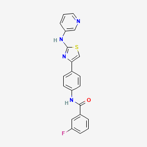 molecular formula C21H15FN4OS B2916780 3-fluoro-N-(4-(2-(pyridin-3-ylamino)thiazol-4-yl)phenyl)benzamide CAS No. 1797722-04-3
