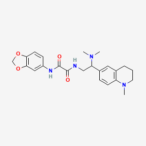 molecular formula C23H28N4O4 B2916786 N1-(benzo[d][1,3]dioxol-5-yl)-N2-(2-(dimethylamino)-2-(1-methyl-1,2,3,4-tetrahydroquinolin-6-yl)ethyl)oxalamide CAS No. 921923-28-6