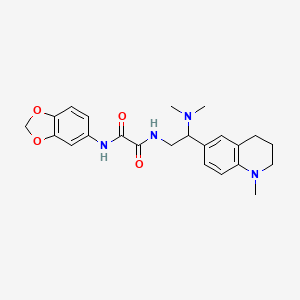 molecular formula C23H28N4O4 B2916786 N1-(苯并[d][1,3]二氧杂环-5-基)-N2-(2-(二甲氨基)-2-(1-甲基-1,2,3,4-四氢喹啉-6-基)乙基)草酰胺 CAS No. 921923-28-6