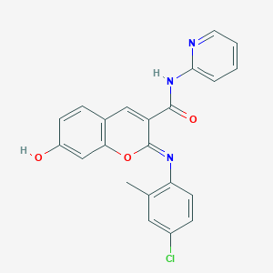 molecular formula C22H16ClN3O3 B2916787 (2Z)-2-[(4-chloro-2-methylphenyl)imino]-7-hydroxy-N-(pyridin-2-yl)-2H-chromene-3-carboxamide CAS No. 1327172-76-8