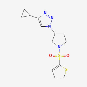 molecular formula C13H16N4O2S2 B2916795 4-环丙基-1-(1-(噻吩-2-磺酰基)吡咯烷-3-基)-1H-1,2,3-三唑 CAS No. 2034223-44-2