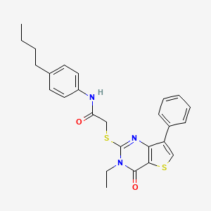 molecular formula C26H27N3O2S2 B2916804 N-(4-butylphenyl)-2-[(3-ethyl-4-oxo-7-phenyl-3,4-dihydrothieno[3,2-d]pyrimidin-2-yl)sulfanyl]acetamide CAS No. 1223779-33-6