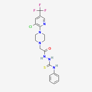 molecular formula C19H20ClF3N6OS B2916808 2-(2-{4-[3-chloro-5-(trifluoromethyl)-2-pyridinyl]piperazino}acetyl)-N-phenyl-1-hydrazinecarbothioamide CAS No. 338979-13-8