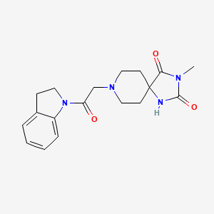 molecular formula C18H22N4O3 B2916828 8-(2-(Indolin-1-yl)-2-oxoethyl)-3-methyl-1,3,8-triazaspiro[4.5]decane-2,4-dione CAS No. 941970-40-7