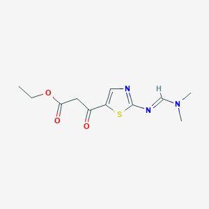 molecular formula C11H15N3O3S B2916831 ethyl 3-{2-[(E)-[(dimethylamino)methylidene]amino]-1,3-thiazol-5-yl}-3-oxopropanoate CAS No. 865659-96-7