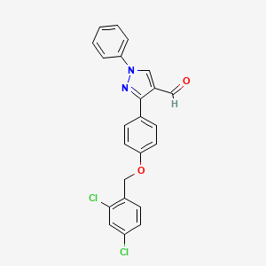 molecular formula C23H16Cl2N2O2 B2916834 3-{4-[(2,4-dichlorophenyl)methoxy]phenyl}-1-phenyl-1H-pyrazole-4-carbaldehyde CAS No. 1234691-94-1