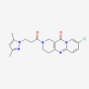 molecular formula C19H20ClN5O2 B2916838 8-chloro-2-(3-(3,5-dimethyl-1H-pyrazol-1-yl)propanoyl)-3,4-dihydro-1H-dipyrido[1,2-a:4',3'-d]pyrimidin-11(2H)-one CAS No. 1903844-74-5
