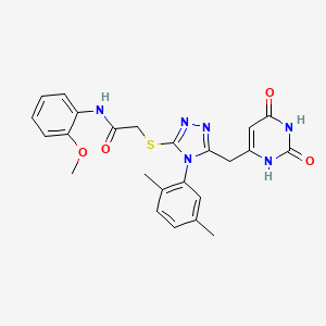 molecular formula C24H24N6O4S B2916849 2-((4-(2,5-二甲苯基)-5-((2,6-二氧代-1,2,3,6-四氢嘧啶-4-基)甲基)-4H-1,2,4-三唑-3-基)硫代)-N-(2-甲氧基苯基)乙酰胺 CAS No. 852048-33-0