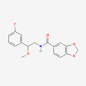 molecular formula C17H16FNO4 B2916854 N-(2-(3-氟苯基)-2-甲氧基乙基)苯并[d][1,3]二氧杂环-5-甲酰胺 CAS No. 1798037-89-4