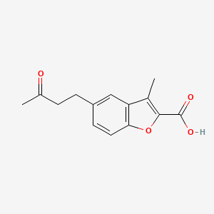 molecular formula C14H14O4 B2916855 3-甲基-5-(3-氧代丁基)-1-苯并呋喃-2-甲酸 CAS No. 728898-85-9
