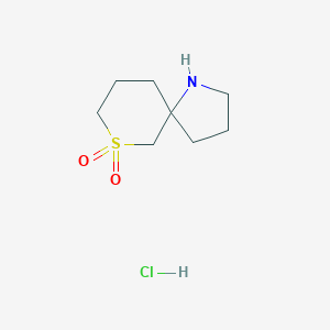 molecular formula C8H16ClNO2S B2916858 7-噻-1-氮杂螺[4.5]癸烷，7,7-二氧化物，盐酸盐（1:1） CAS No. 2243512-61-8