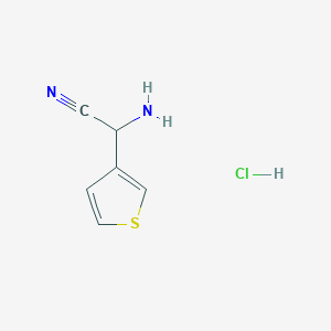 molecular formula C6H7ClN2S B2916864 2-Amino-2-(thiophen-3-yl)acetonitrile hydrochloride CAS No. 127698-22-0
