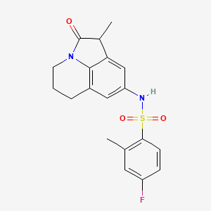 molecular formula C19H19FN2O3S B2916867 4-fluoro-2-methyl-N-(1-methyl-2-oxo-2,4,5,6-tetrahydro-1H-pyrrolo[3,2,1-ij]quinolin-8-yl)benzenesulfonamide CAS No. 898454-62-1