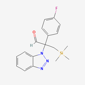 molecular formula C18H20FN3OSi B2916872 2-(Benzotriazol-1-yl)-2-(4-fluorophenyl)-3-trimethylsilylpropanal CAS No. 241466-90-0