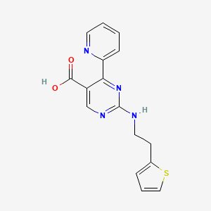 molecular formula C16H14N4O2S B2916874 4-(2-Pyridyl)-2-{[2-(2-thienyl)ethyl]amino}-5-pyrimidinecarboxylic acid CAS No. 1775320-63-2