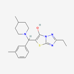 molecular formula C20H26N4OS B2916877 2-乙基-5-((4-甲基哌啶-1-基)(间甲苯基)甲基)噻唑并[3,2-b][1,2,4]三唑-6-醇 CAS No. 898361-89-2