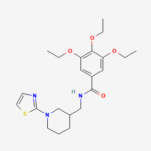 molecular formula C22H31N3O4S B2916879 3,4,5-triethoxy-N-((1-(thiazol-2-yl)piperidin-3-yl)methyl)benzamide CAS No. 1790197-77-1