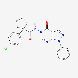 molecular formula C23H20ClN5O2 B2916884 1-(4-chlorophenyl)-N-(4-oxo-1-phenyl-1H-pyrazolo[3,4-d]pyrimidin-5(4H)-yl)cyclopentanecarboxamide CAS No. 899946-42-0