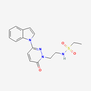 molecular formula C16H18N4O3S B2916891 N-{2-[3-(1H-indol-1-yl)-6-oxo-1,6-dihydropyridazin-1-yl]ethyl}ethane-1-sulfonamide CAS No. 2097936-50-8