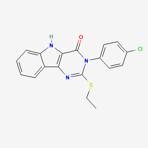 molecular formula C18H14ClN3OS B2916903 3-(4-chlorophenyl)-2-ethylsulfanyl-5H-pyrimido[5,4-b]indol-4-one CAS No. 536715-27-2