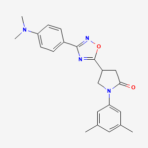 molecular formula C22H24N4O2 B2916908 4-(3-(4-(Dimethylamino)phenyl)-1,2,4-oxadiazol-5-yl)-1-(3,5-dimethylphenyl)pyrrolidin-2-one CAS No. 942034-58-4