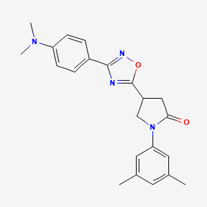 molecular formula C22H24N4O2 B2916908 4-{3-[4-(Dimethylamino)phenyl]-1,2,4-oxadiazol-5-YL}-1-(3,5-dimethylphenyl)pyrrolidin-2-one CAS No. 942034-58-4