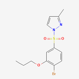 molecular formula C13H15BrN2O3S B2916911 1-(4-bromo-3-propoxybenzenesulfonyl)-3-methyl-1H-pyrazole CAS No. 2361843-90-3