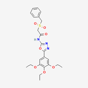 molecular formula C23H27N3O7S B2916912 2-(苯甲酰磺酰基)-N-(5-(3,4,5-三乙氧基苯基)-1,3,4-恶二唑-2-基)乙酰胺 CAS No. 923459-69-2